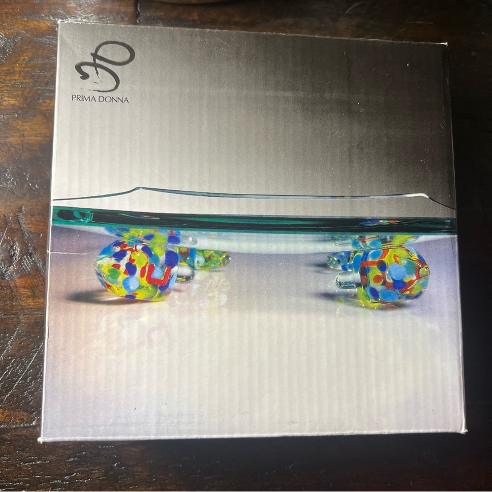 Prima Donna Glass Dreidel Dish Judaica Jewish Hannukah Dreidel Foot Dish In Box